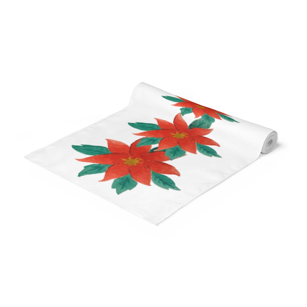 Poinsettia Table Runner / Christmas Table Runner / Poinsettia Decor
