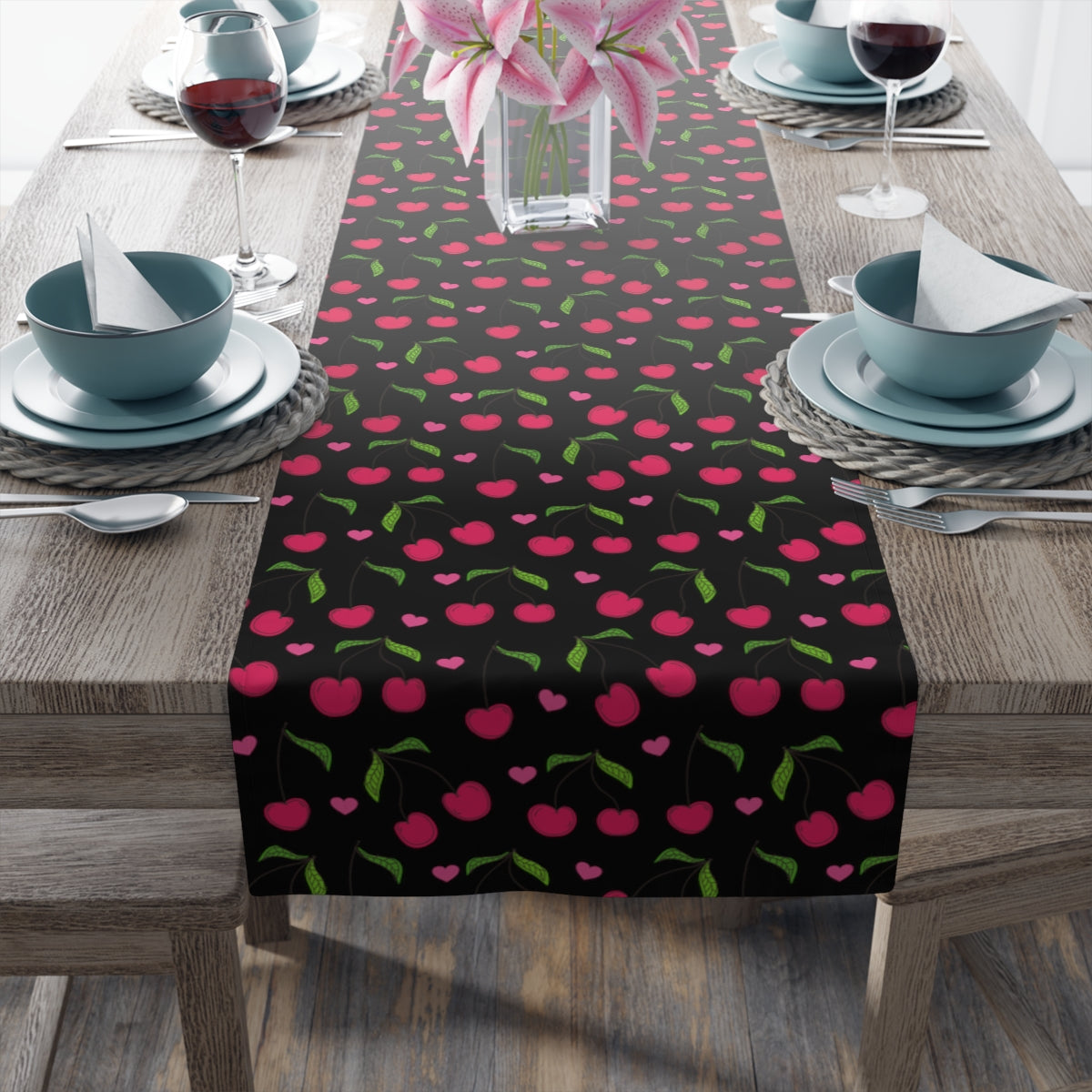 Cherry Table Runner / Red Cherry Decor