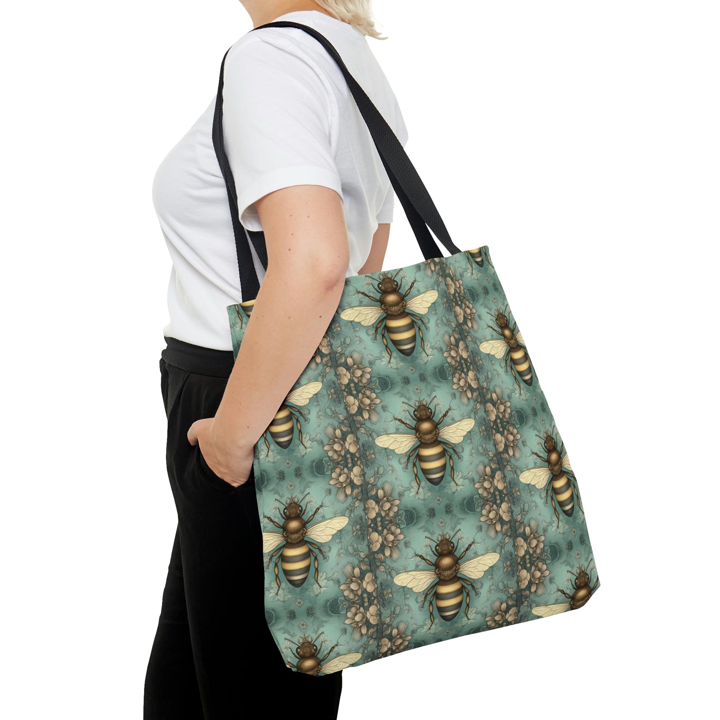 Teal Honey Bee Tote Bag