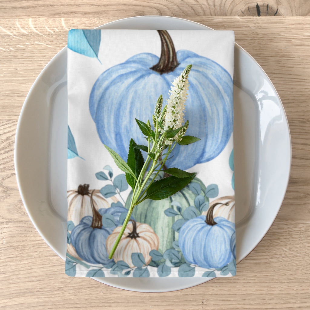 Blue Pumpkin Napkins / Set of 2 Fall Napkins