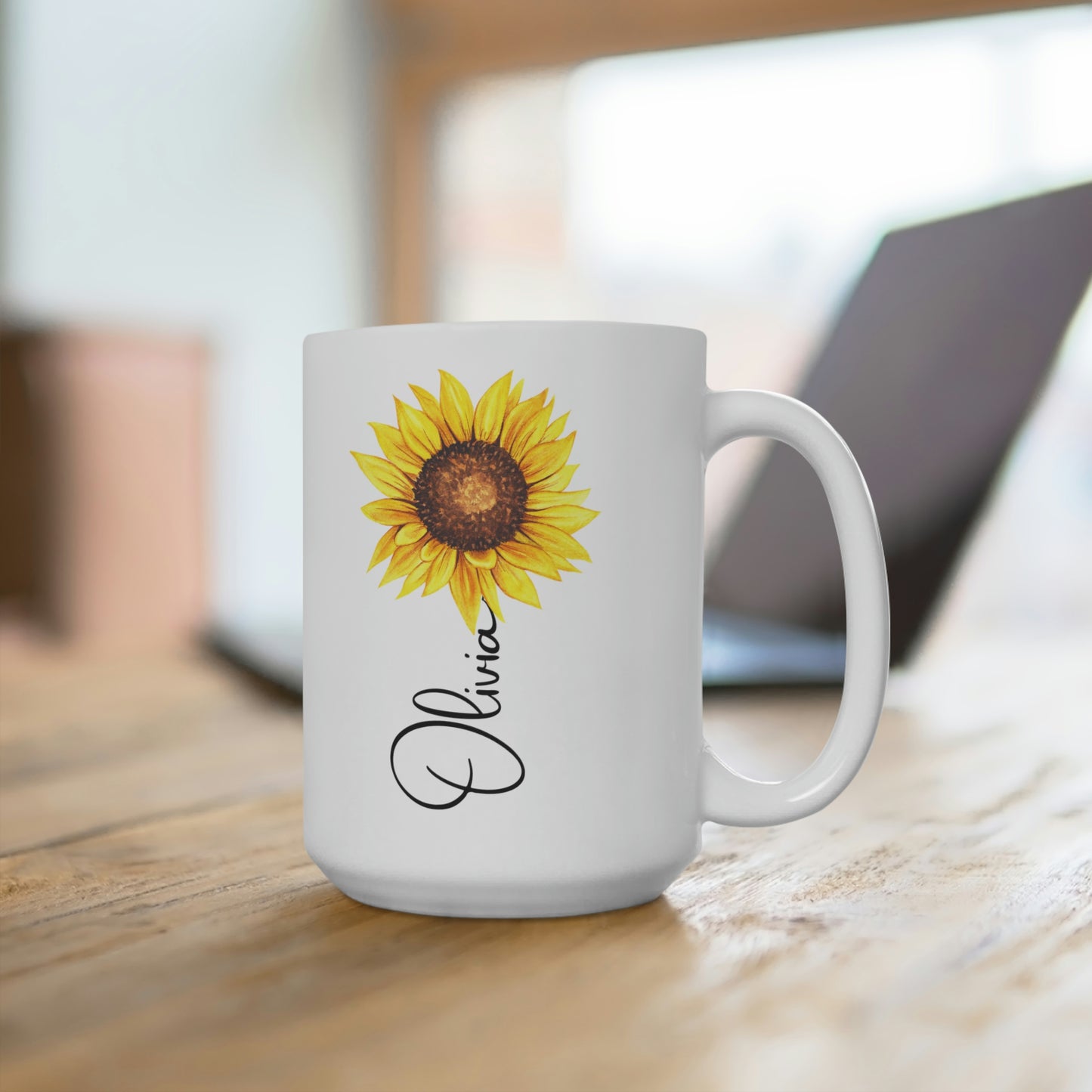Personalized Sunflower Name Mug
