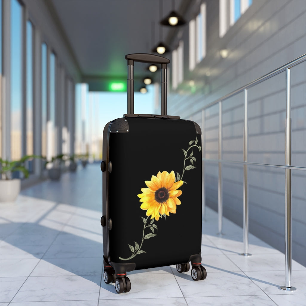 black sunflower suitcase