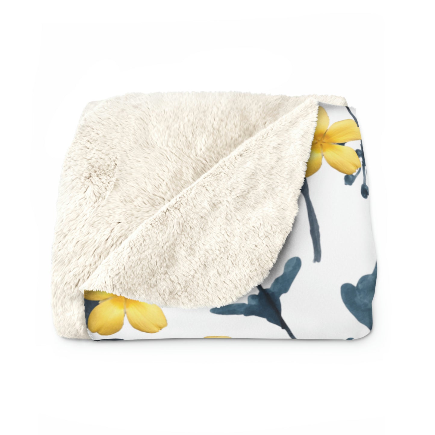 Navy Blue and Yellow Flower Blanket