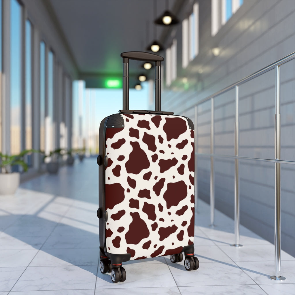 Brown Cow Print Suitcase / Farmhouse Luggage