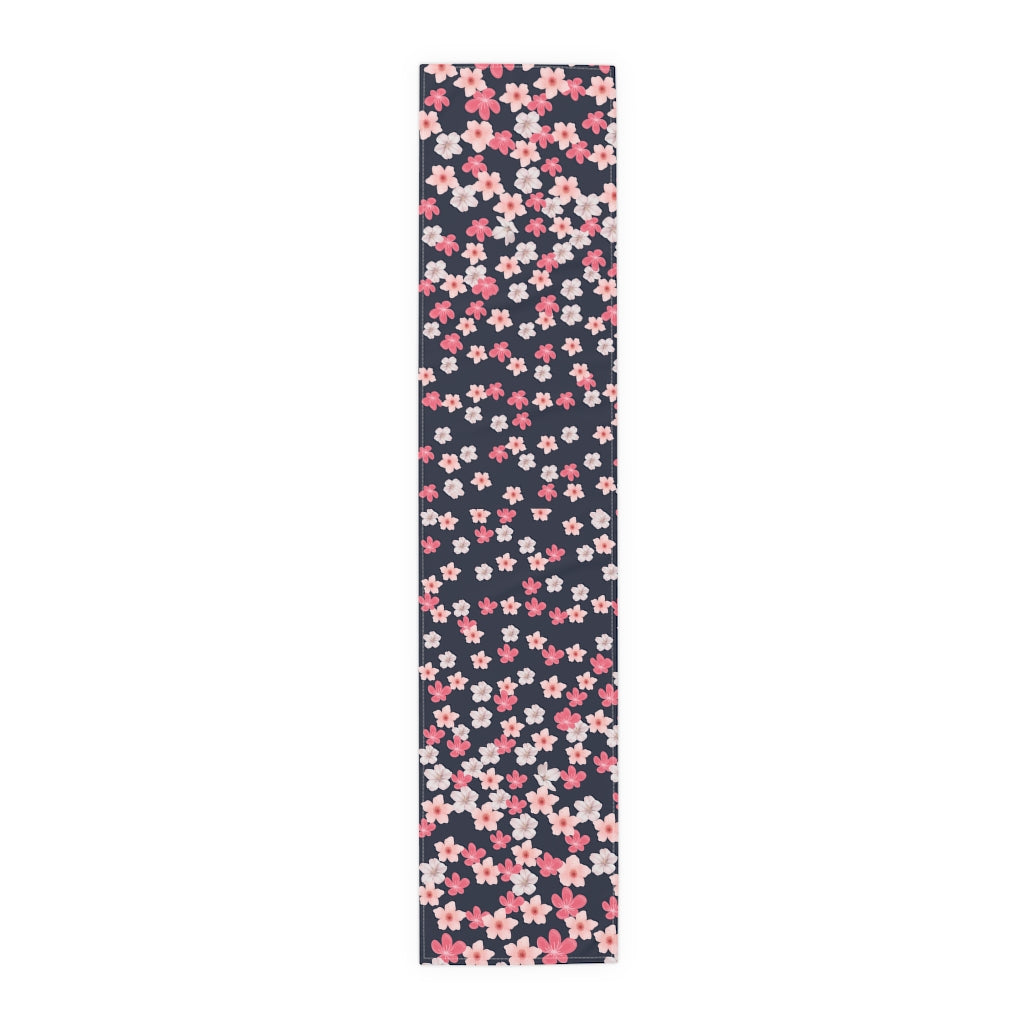 Cherry Blossom Table Runner / Navy Blue Floral Table Runner