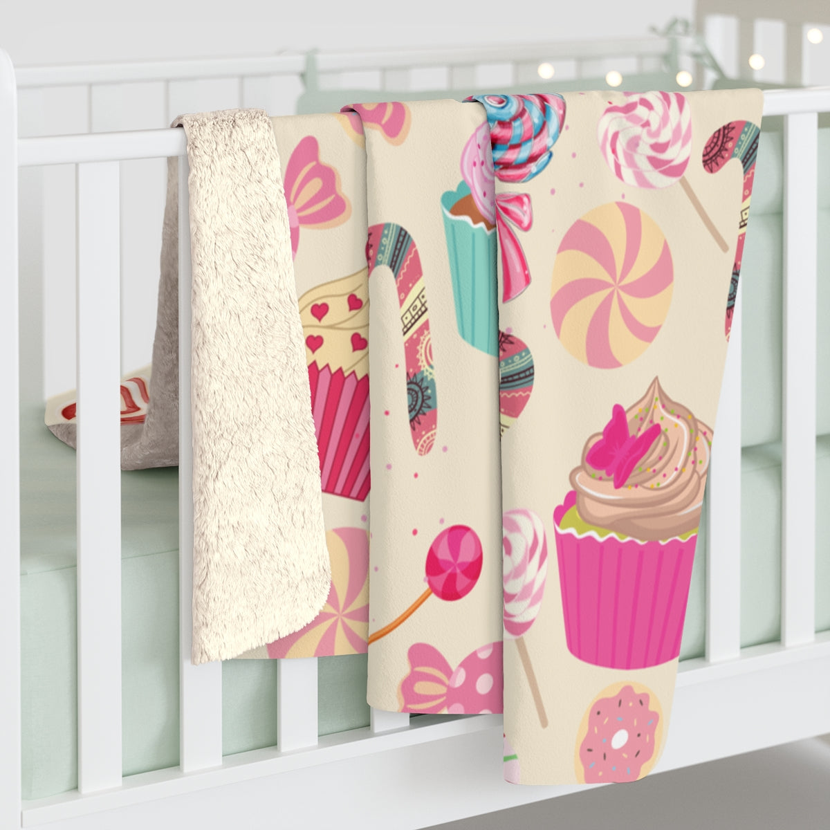 Pink Candy Theme Sherpa Blanket