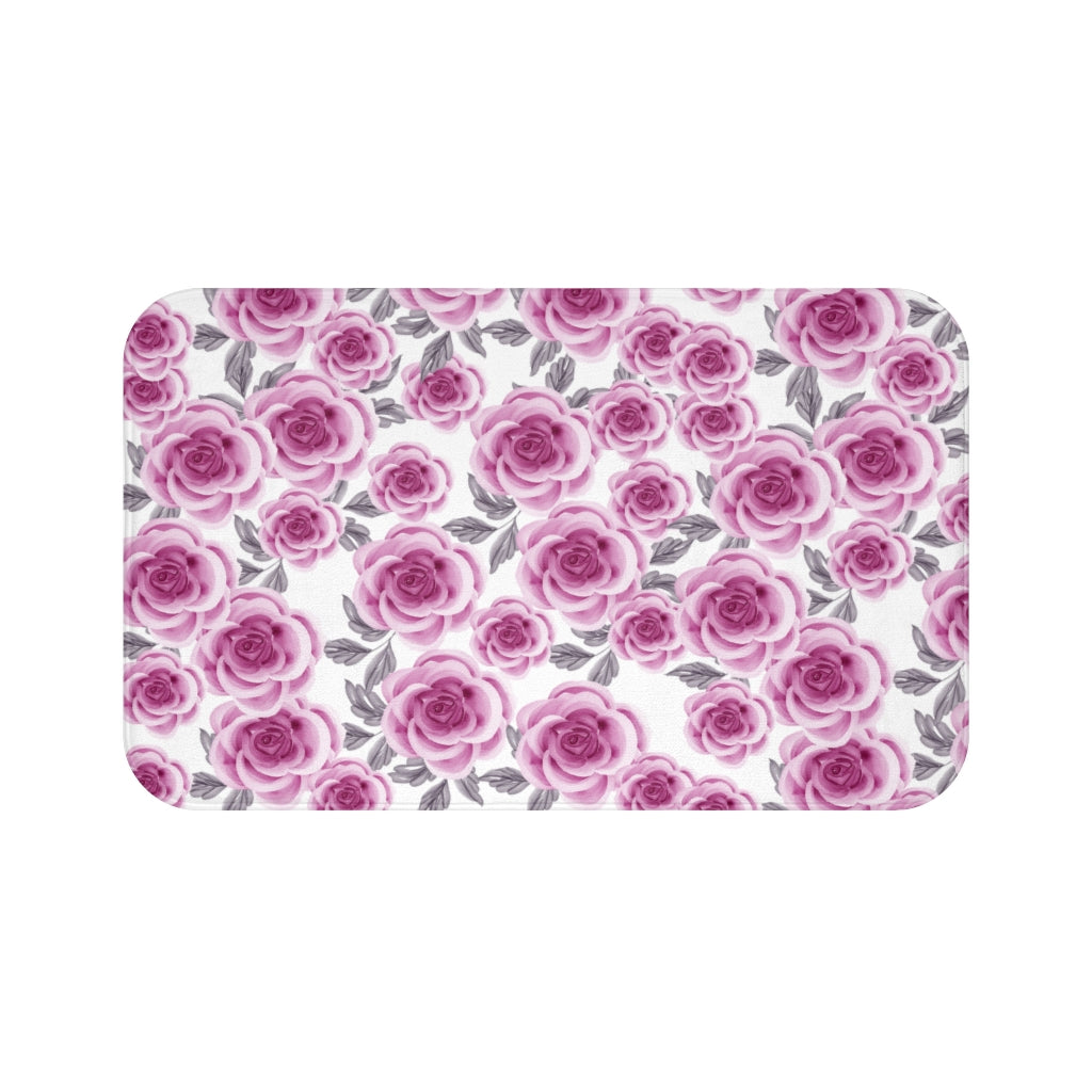 Pink Rose Bath Mat / Floral Bath Mat