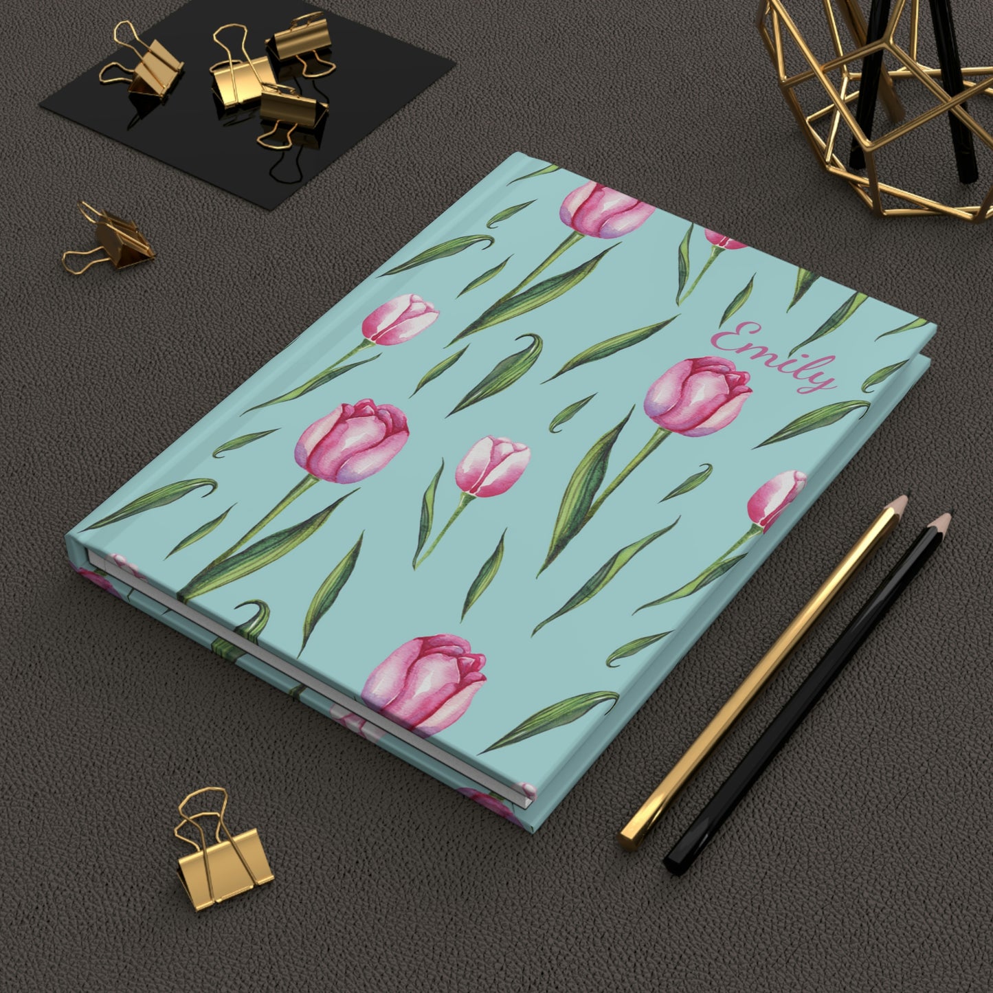 Personalized Spring Tulip Hard Covered Journal