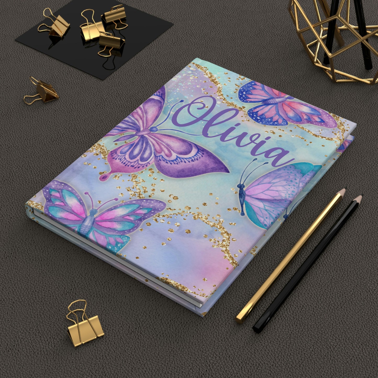 Persoanlized Girls Butterfly Sparkle Hard Cover Journal