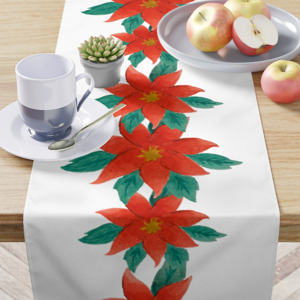 Poinsettia Table Runner / Christmas Table Runner / Poinsettia Decor