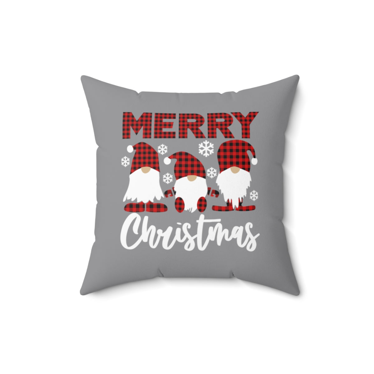 Christmas Gnome Pillow / Grey Faux Suede Cushion