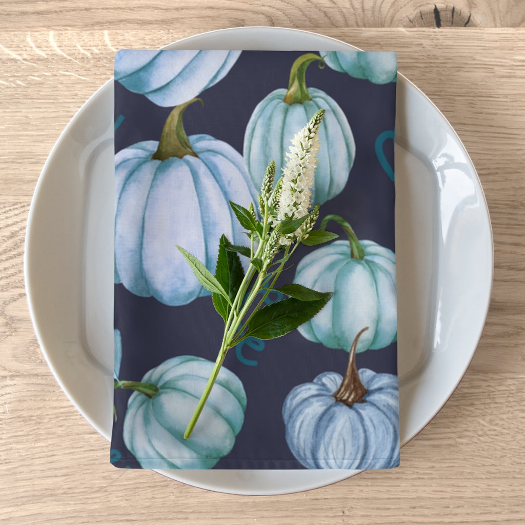 Navy Blue Pumpkin Napkins / Set of 2 Fall Napkins