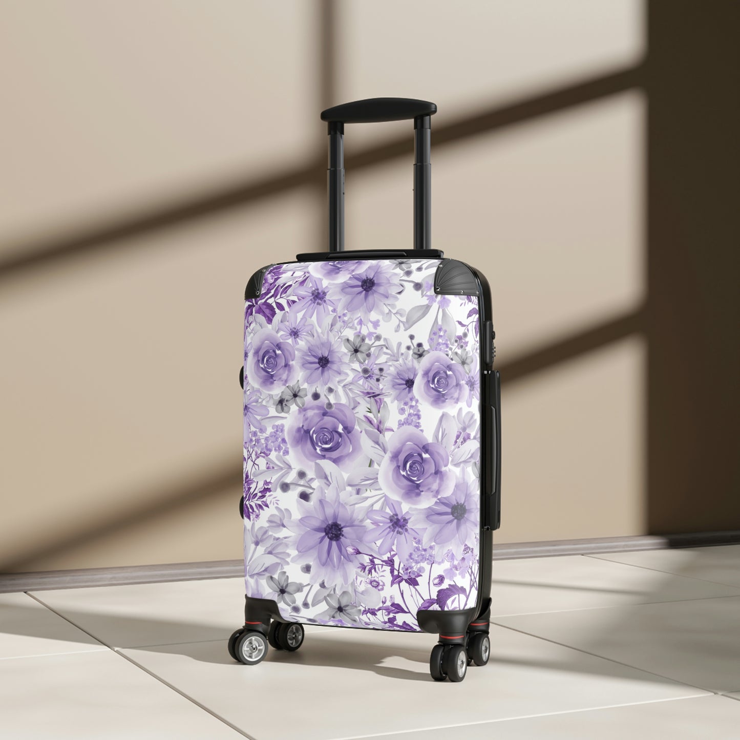 Purple Suitcase / Floral Luggage / Purple Travel Bag / Wheeled Suitcase