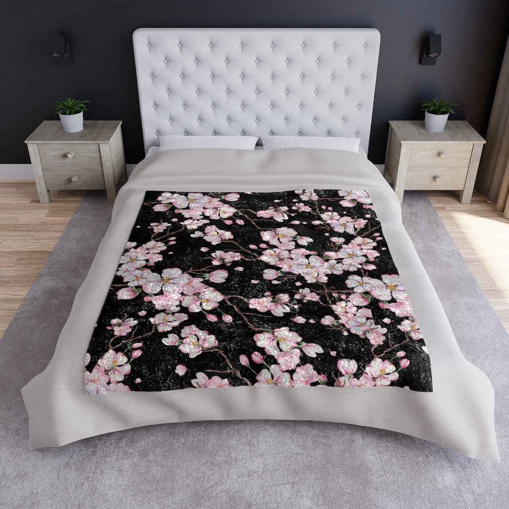 Cherry Blossom Blanket / Crushed Velvet Blanket