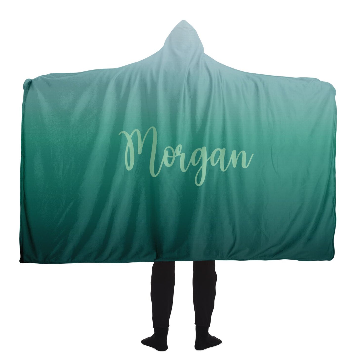 Personalized Hooded Blanket / Green Fade Blanket