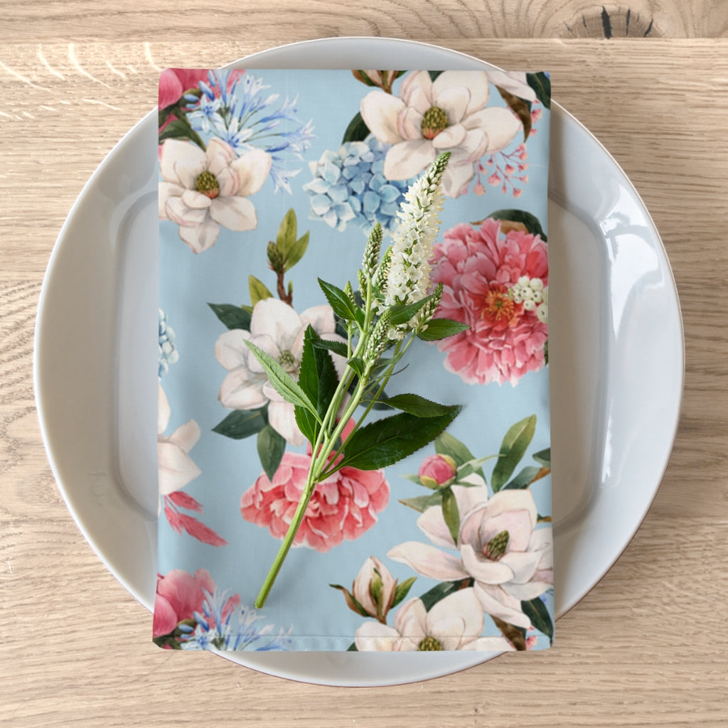 blue flower dinner napkins