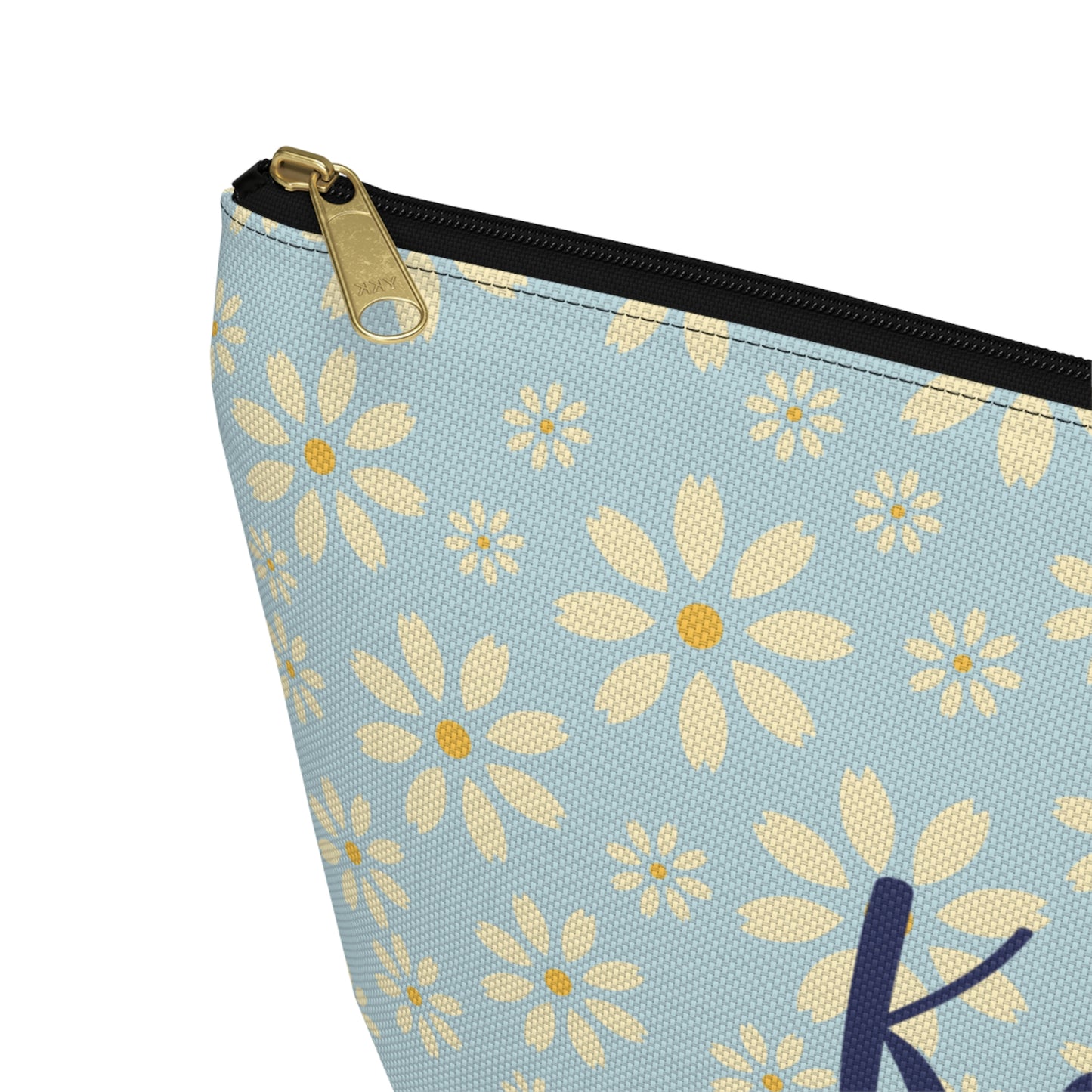 Daisy Makeup Bag / Blue Personalized Cosmetic Bag