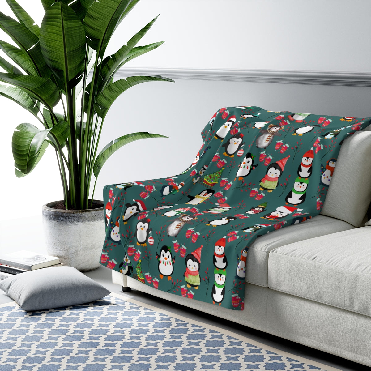 christmas penguin blanket