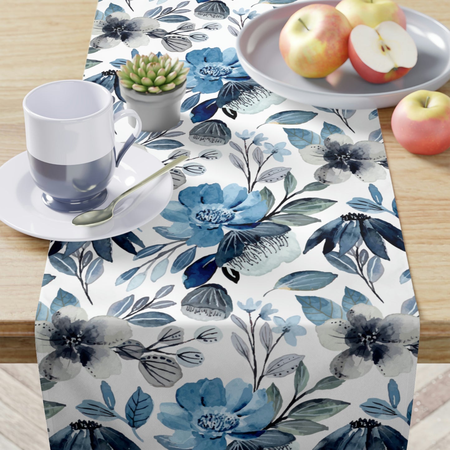 Summer Table Runner, Blue Floral Table Runner