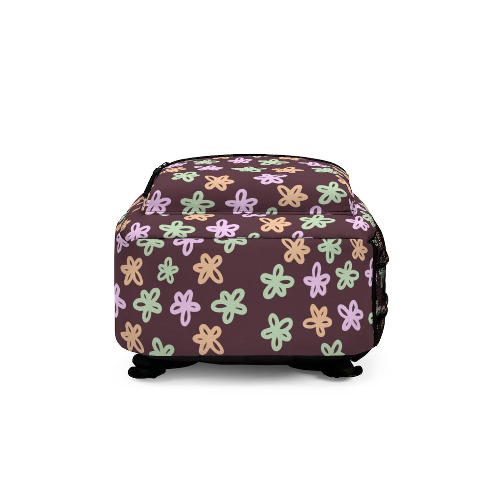 bottom view of abstract floral bookbag for back to school