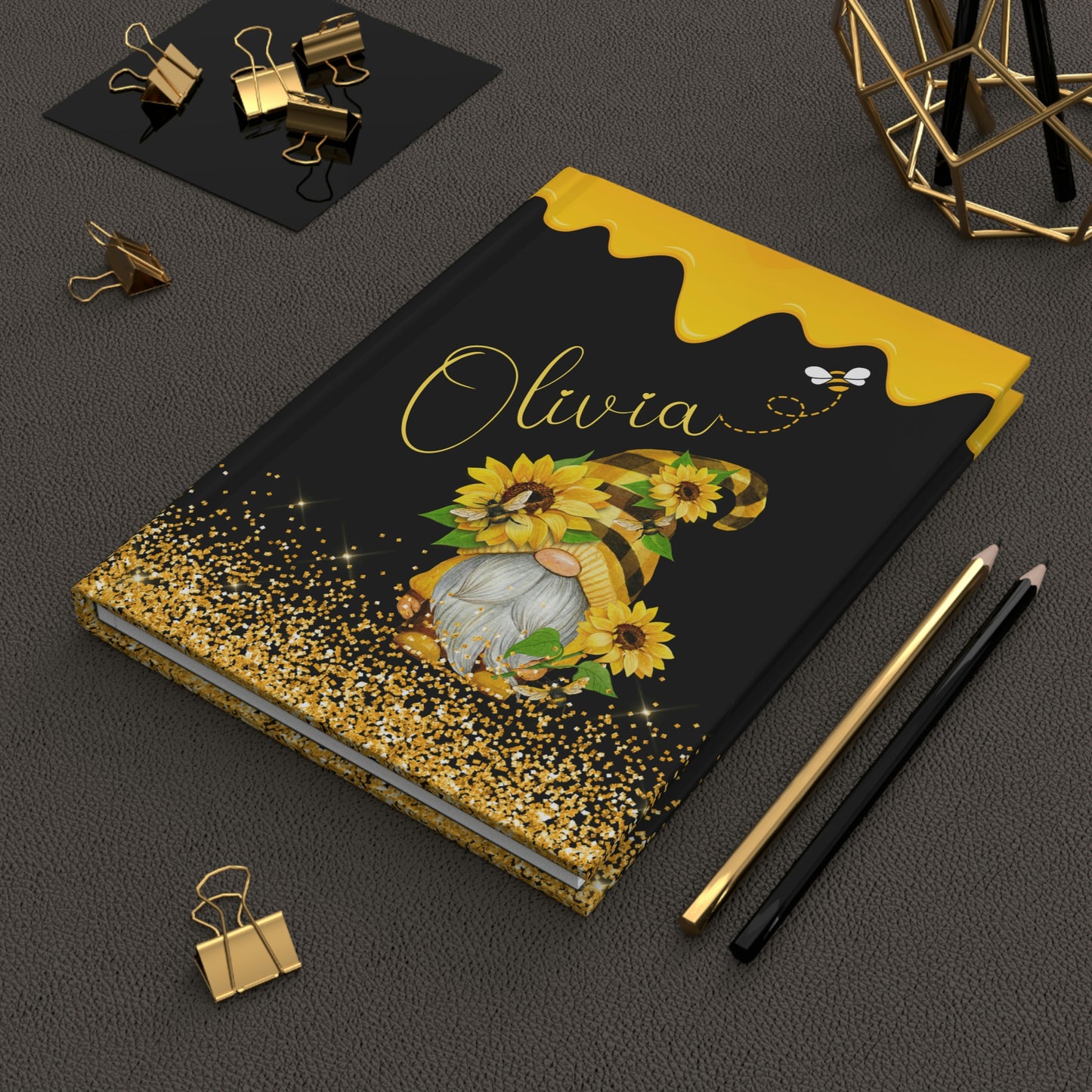 Personalized Bee And Sunflower Gnome Journal