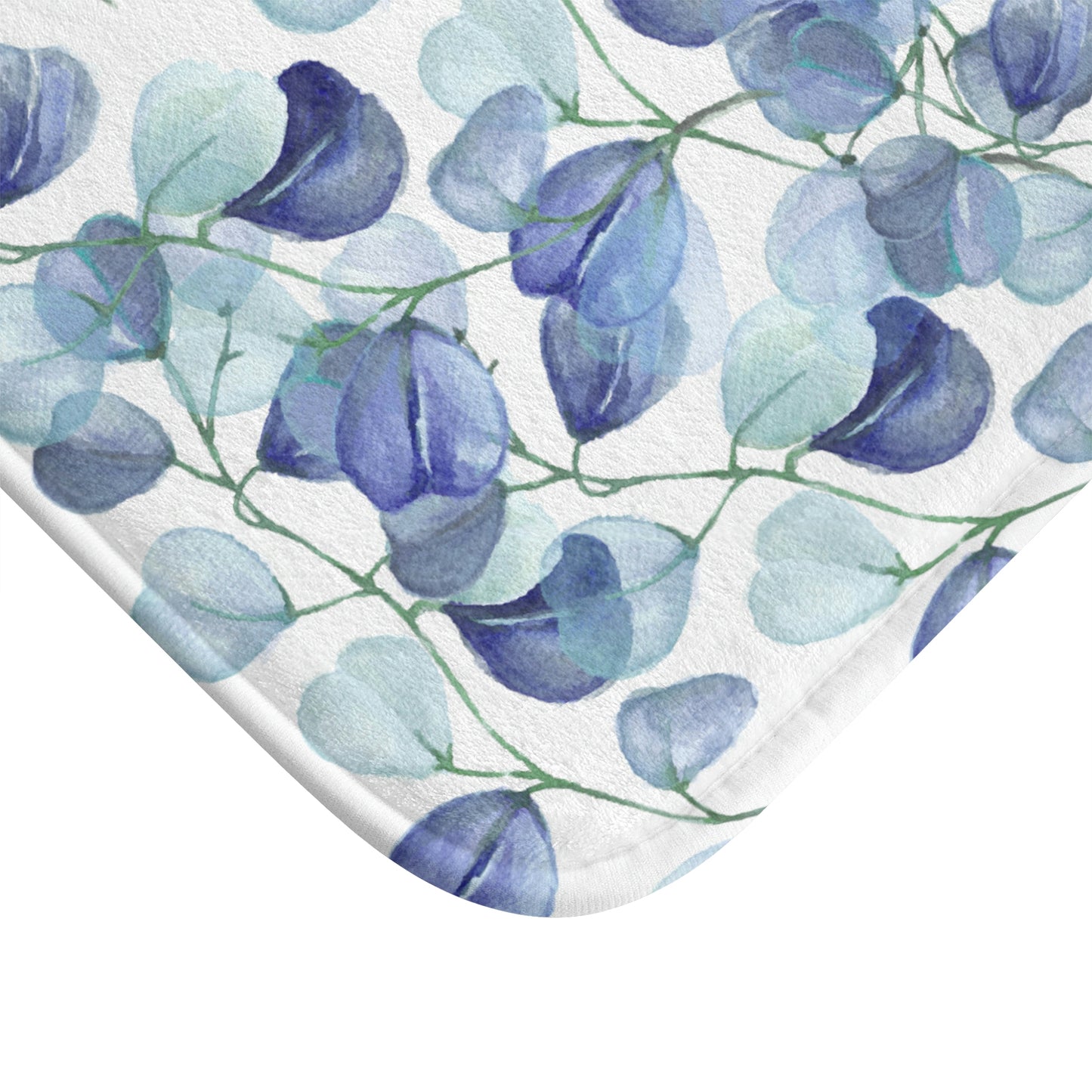 Blue Leaf Bath Mat / Blue Bathroom Decor