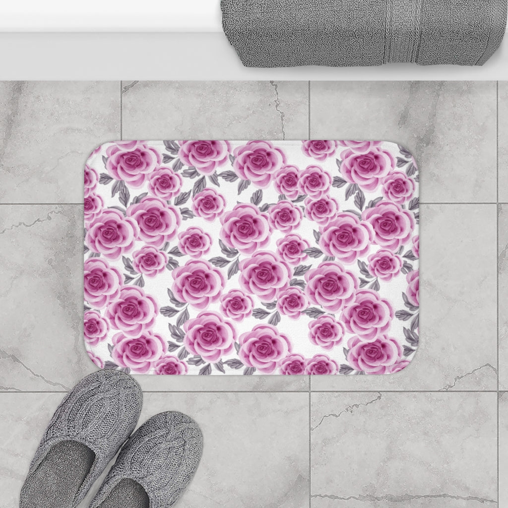 Pink Rose Bath Mat / Floral Bath Mat