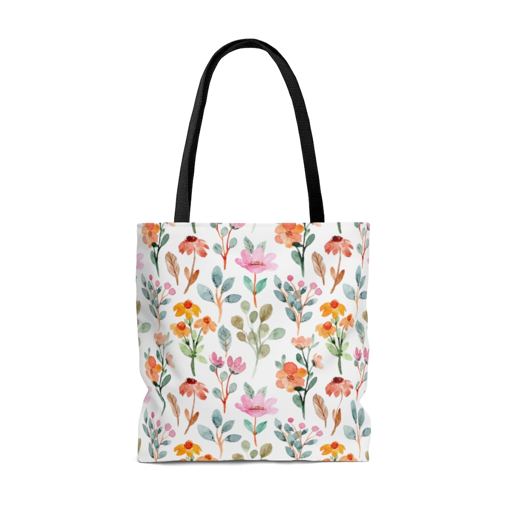 Summer Floral Tote Bag / Watercolor Floral Bag / Eucalyptus Bag