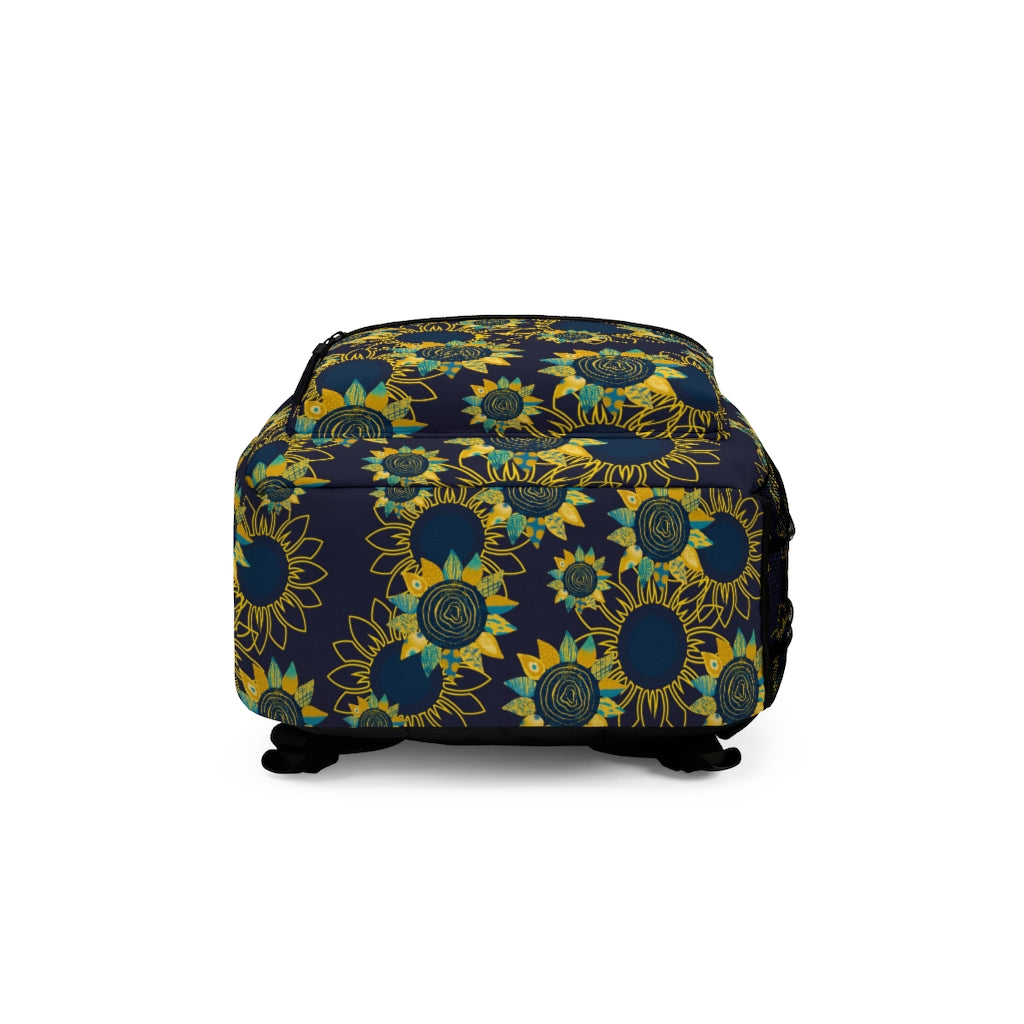 bottom view of sunflower backpack for back to school