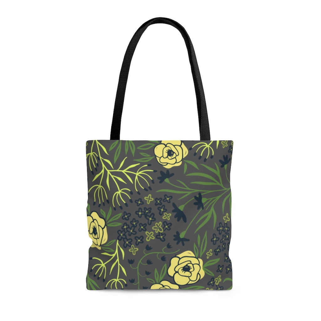womens leaves and flowers tote bag in canvas
