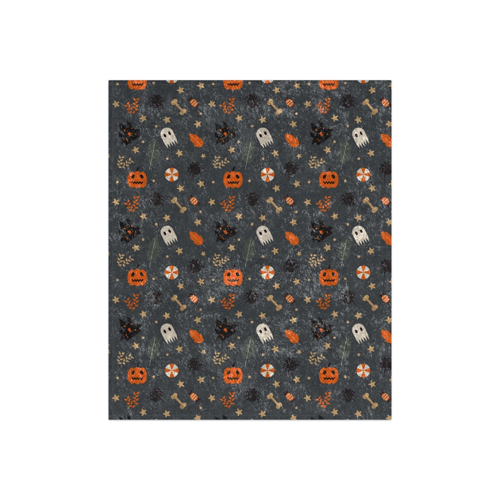 Halloween Blanket, Pumpkin Blanket, Ghost Decor, Crushed Velvet Blanket