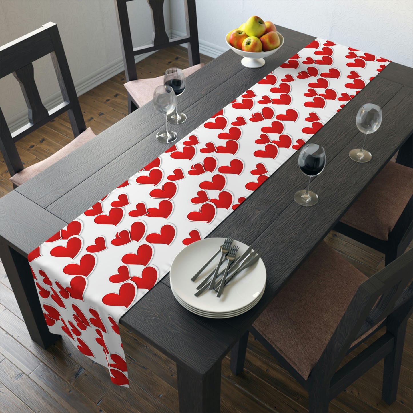 Valentine's Day Table Runner / Heart Print Table Decor / Red Heart Table Runner / Valentine's Day Gifts / Red Heart Decor