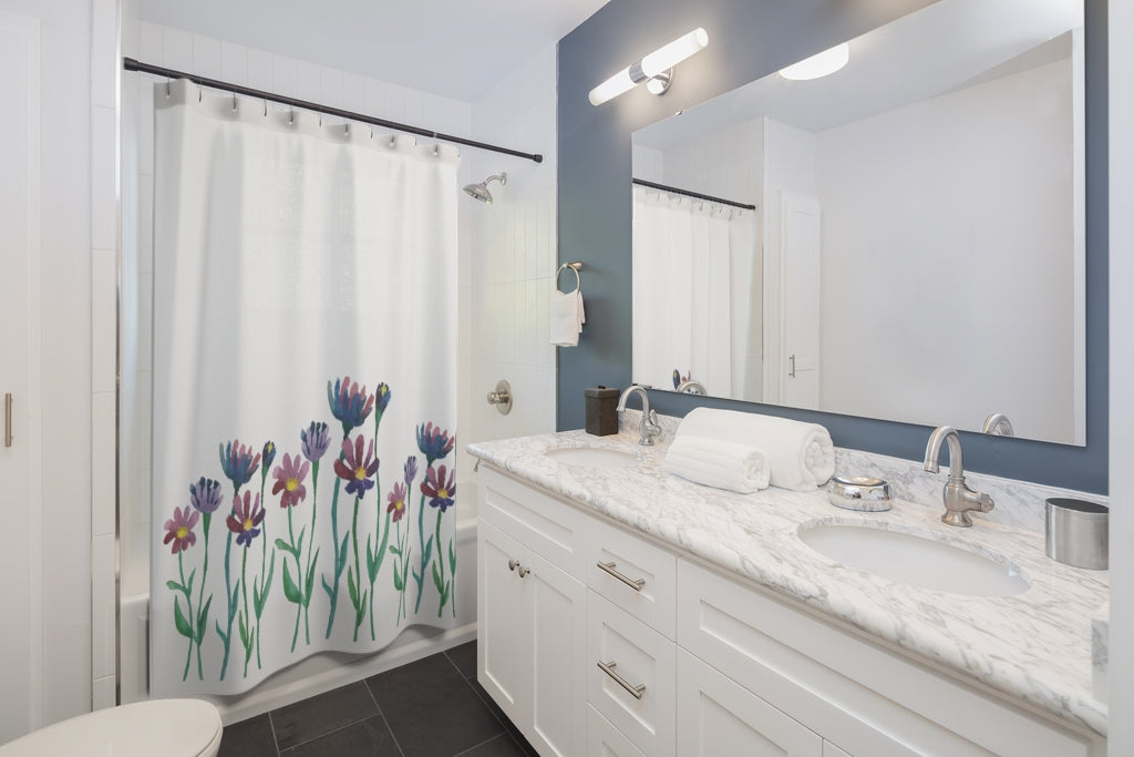 Floral Shower Curtain / Minimalist Shower Curtain