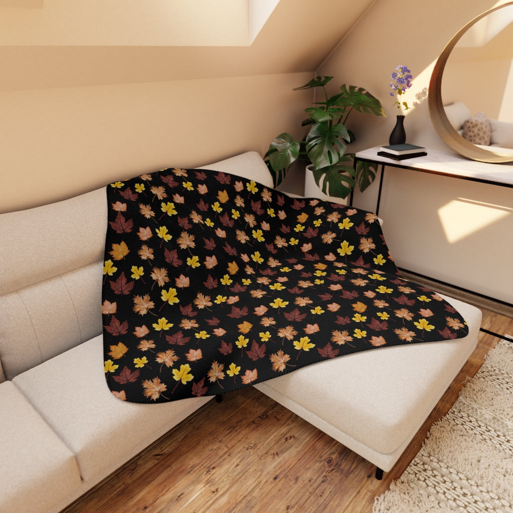 Fall Leaves Blanket/ Autumn Sherpa Blanket