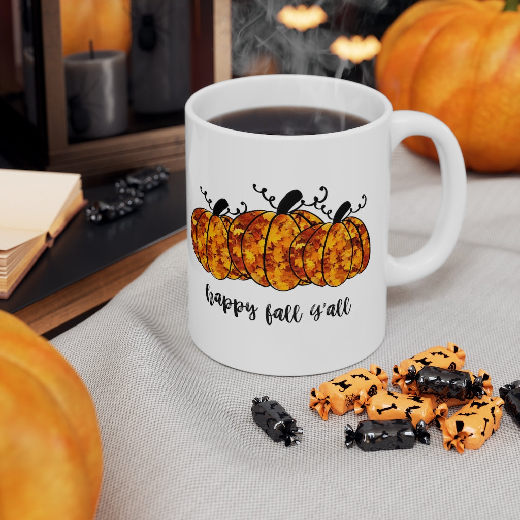 Pumpkin Mug, Fall Leaves Mug