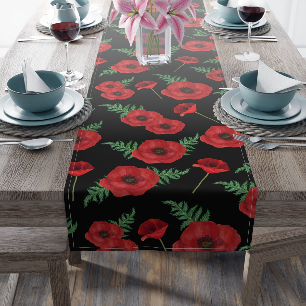Red Poppy Table Runner