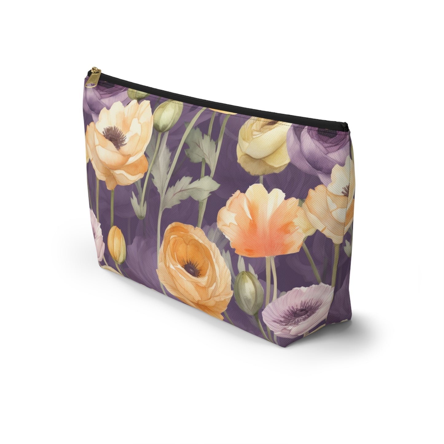 Floral Makeup Bag / Purple Cosmetic Bag