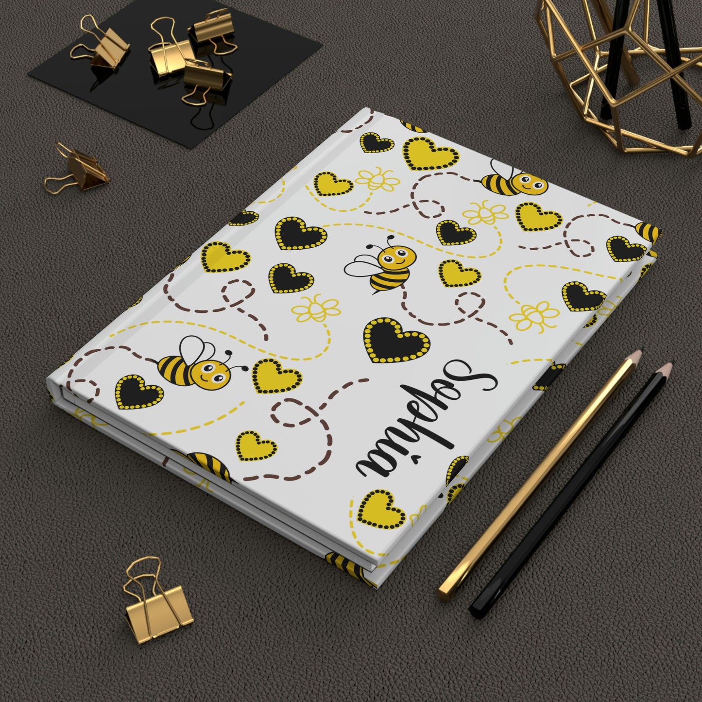 Personalized Honey Bee Hard Covered Journal