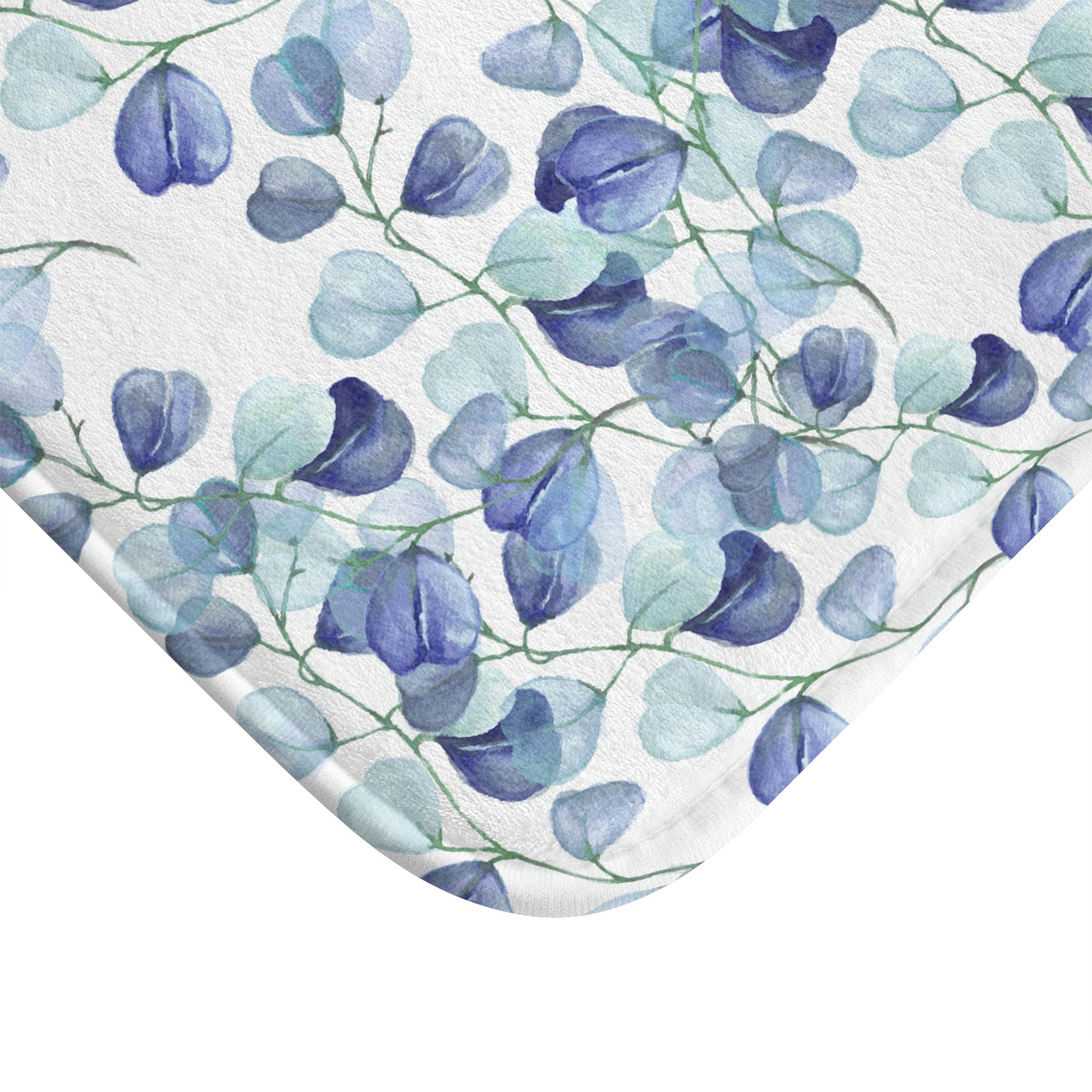 Blue Leaf Bath Mat / Blue Bathroom Decor