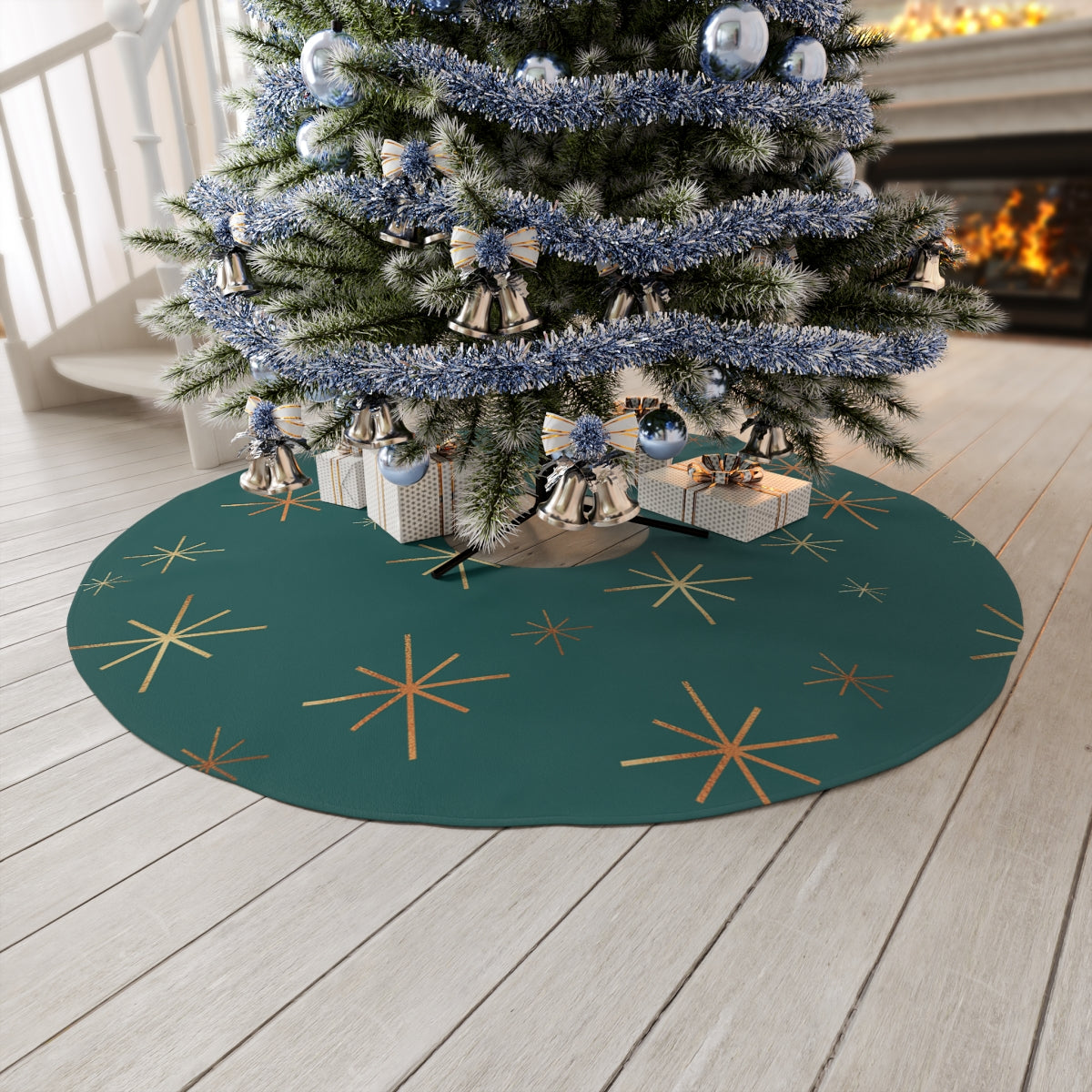 teal green christmas tree skirt