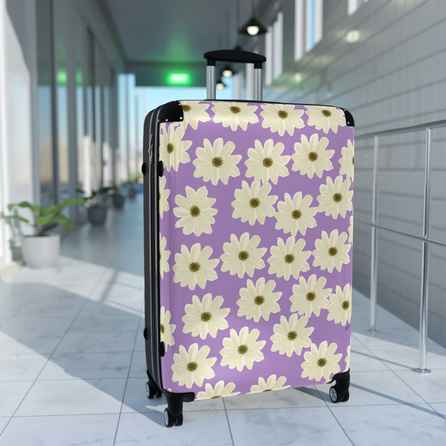 Purple Daisy Suitcase, Custom Luggage