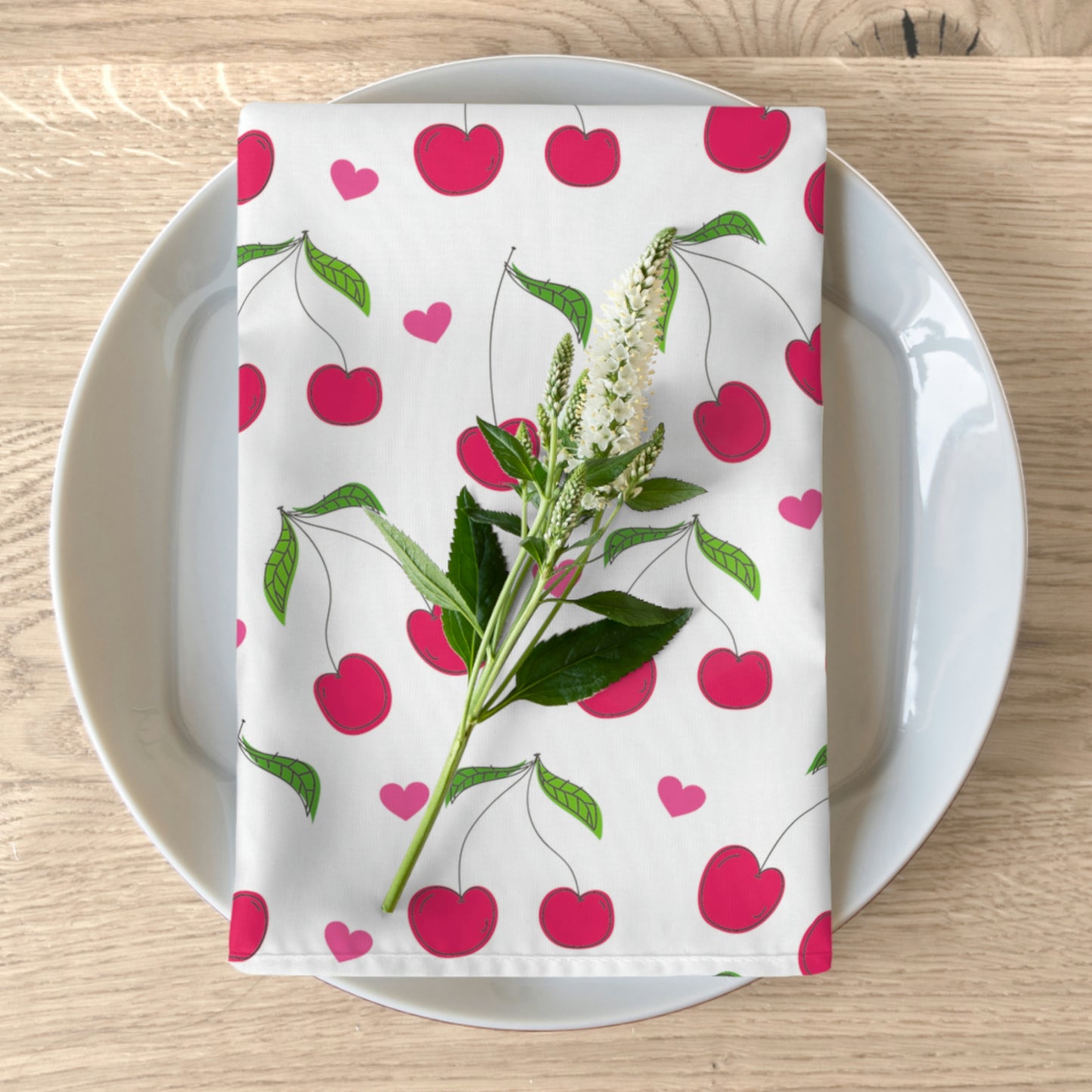 Summer Napkins / Cherry Napkins / Set of 4 Cloth Napkins
