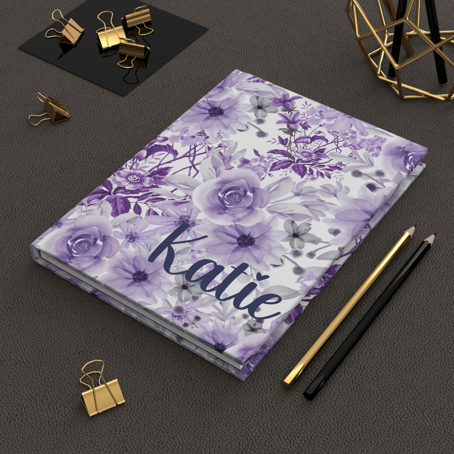 Purple Flower Hard Cover Journal / Personalized Girl's Notebook