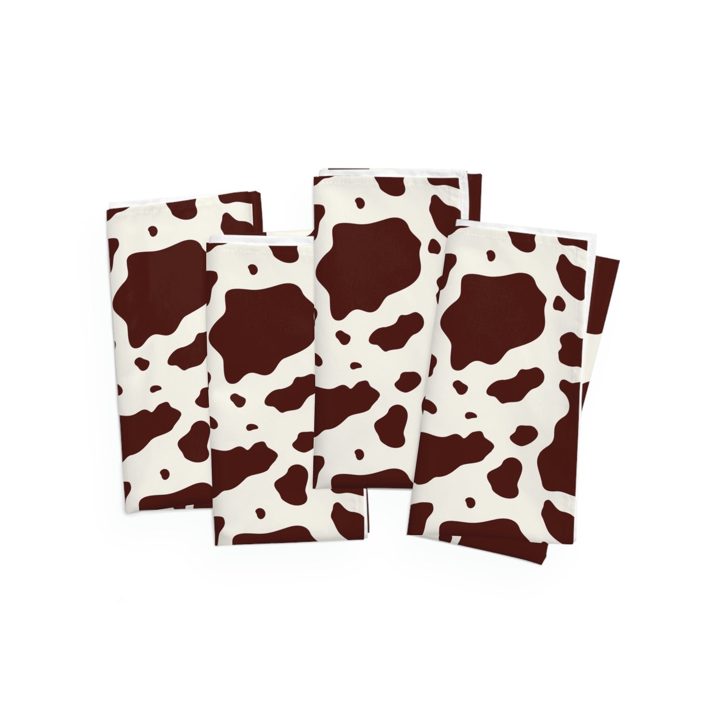 set of 4 brown cow print dinner napkins