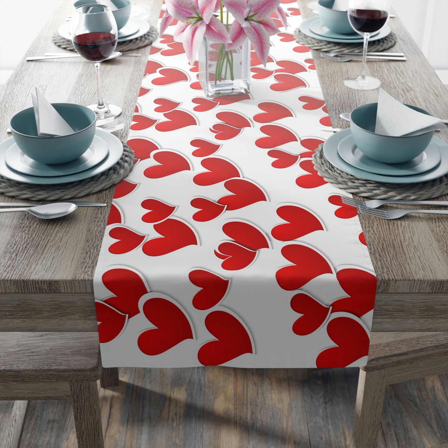 Valentine's Day Table Runner / Heart Print Table Decor / Red Heart Table Runner / Valentine's Day Gifts / Red Heart Decor