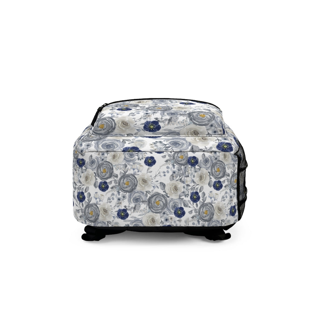 blue rose pattern bookbag for school