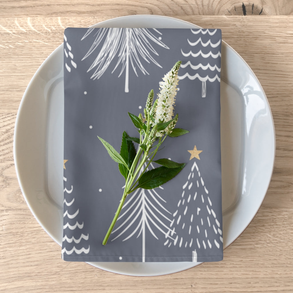 Christmas Napkins / Grey Holiday Dinner Napkins