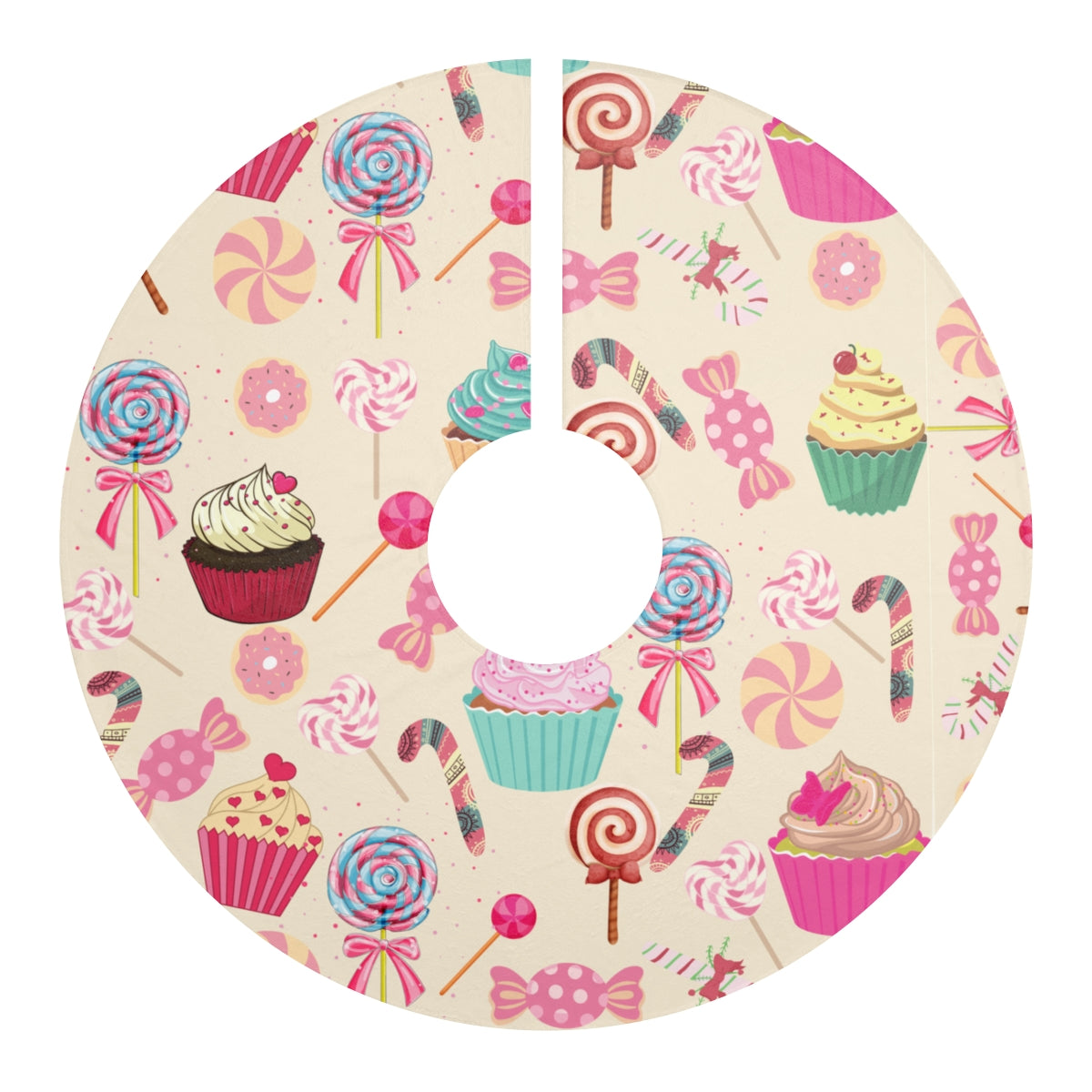 pink christmas candy pattern tree skirt