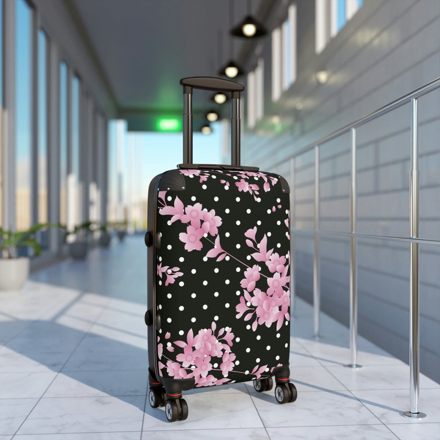 Women's Hard Shell Luggage / Pink Flower and Polkadots