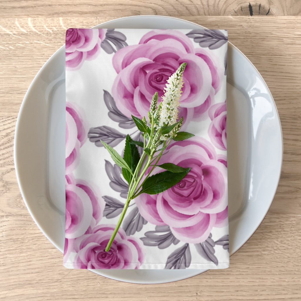 Pink Rose Napkins / Set of 4 Cloth Dinner Napkins